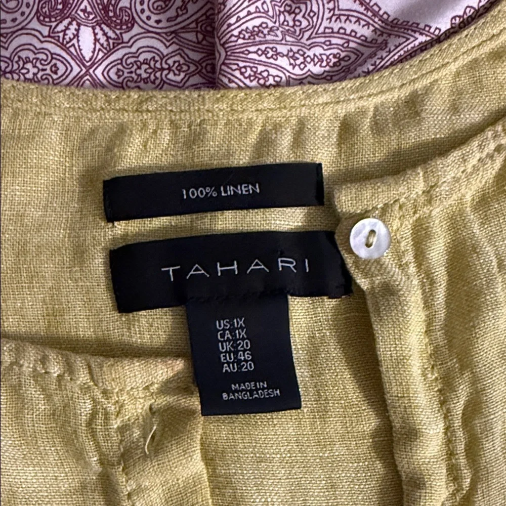 Tahari Yellow Button Down Shirt - Picture 2 of 4